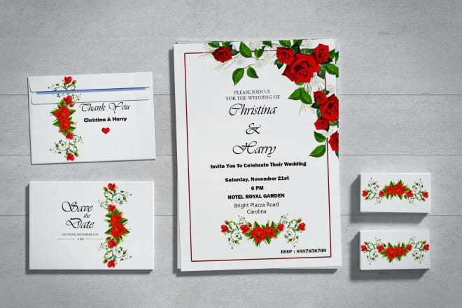 I will design amazing wedding invitations for your special day