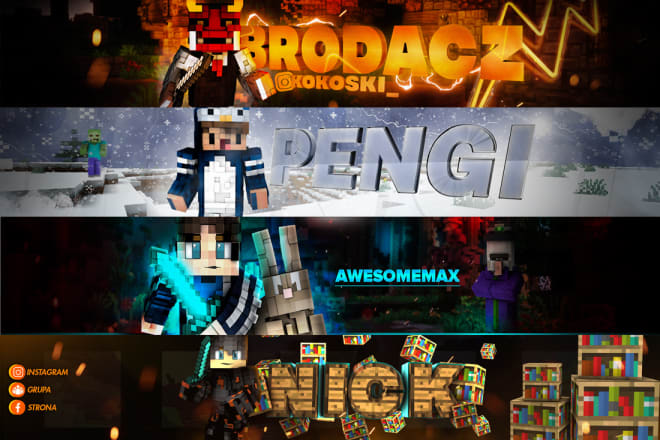 I will design an awesome minecraft youtube banner for you