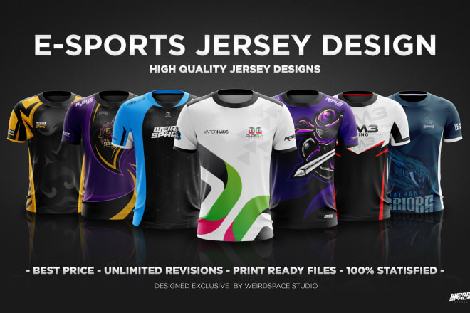 I will design an esports jersey for your gaming organization
