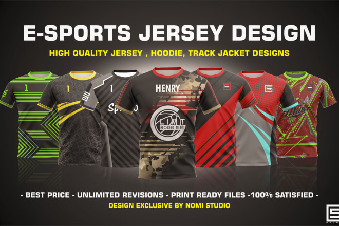 I will design an esports jersey, hoodie, for your club