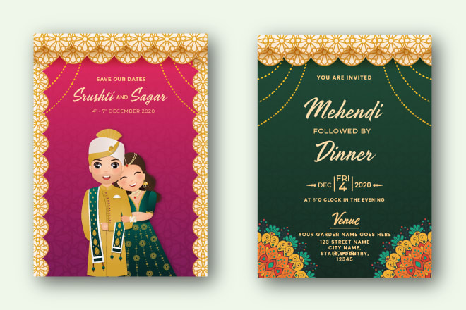 I will design an indian wedding card invitation