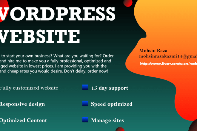 I will design and develop a responsive wordpress website for you
