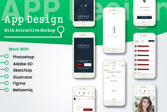 I will design app UI mockup and wireframe or prototype in xd or photoshop I will design app UI mockup and wireframe or prototype in xd or photoshop
