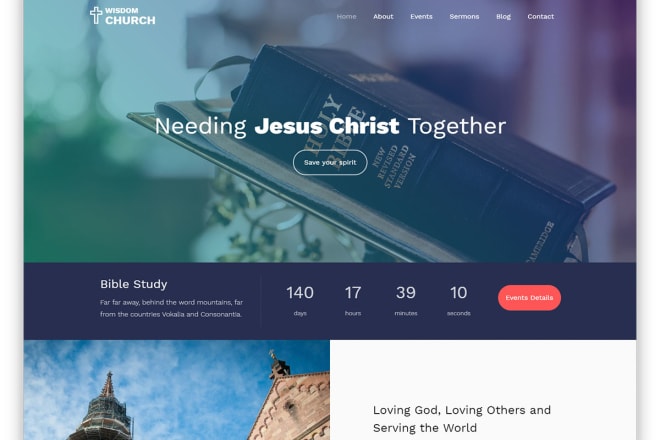 I will design appealing church website ministry website donation wordpress website