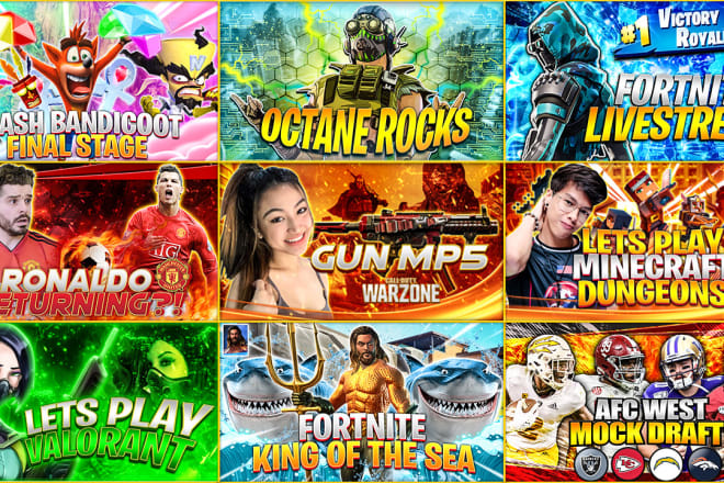 I will design attractive gaming youtube thumbnails