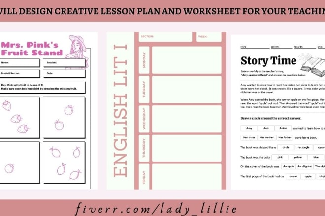 I will design creative lesson plans and worksheets for your teaching