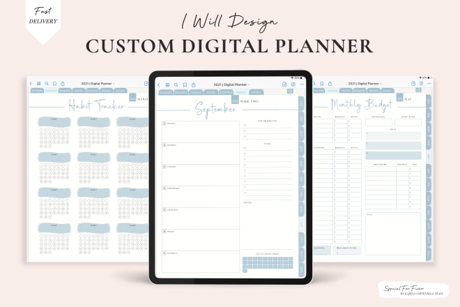 I will design custom digital planner or digital journal for goodnotes and other
