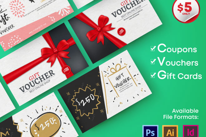I will design custom gift voucher, coupons, postcards