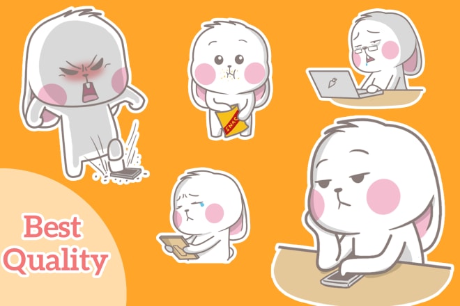 I will design cute animal emoticon, stickers, character