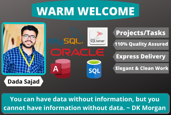 I will design database, mysql, oracle, ms access and sql queries