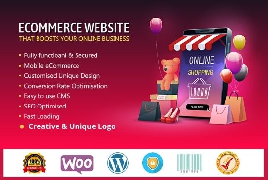 I will design ecommerce wordpress website with woocommerce and free logo