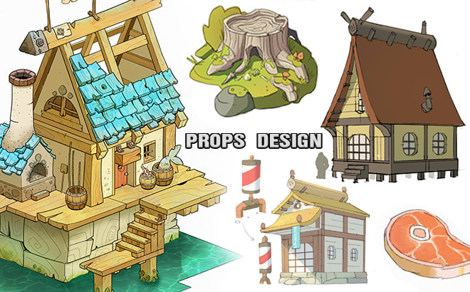 I will design efficient environment design and props for production
