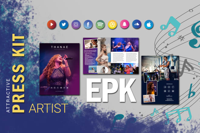 I will design epk, artist press kit, dj media kit and electronic press kit