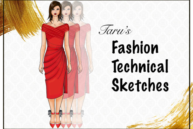 I will design fashion illustrations, draw technical flats cad sketch