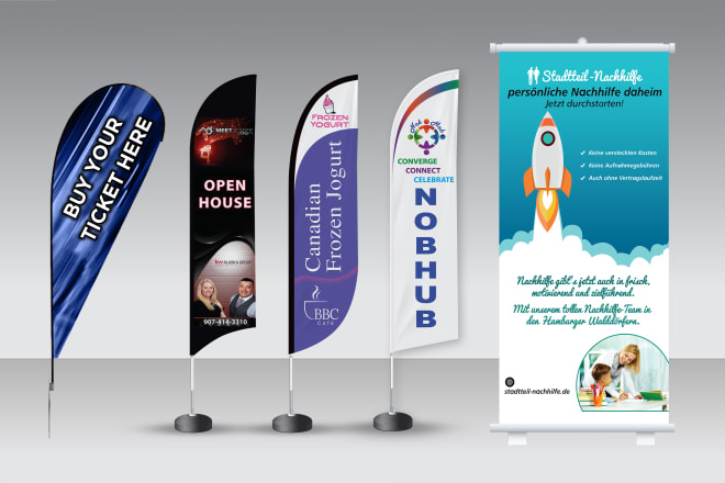 I will design feather flag or roll up banner or flyer in 6 hours
