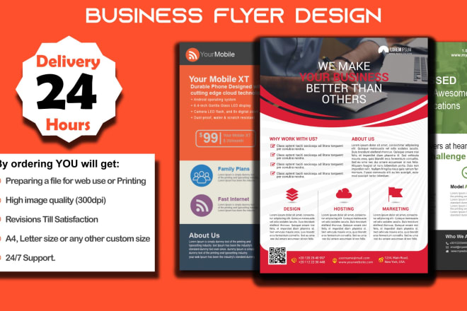 I will design flat advertising flyer, free mockups