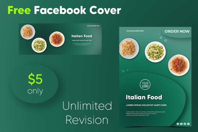 I will design flyer, food flyer design with free facebook cover