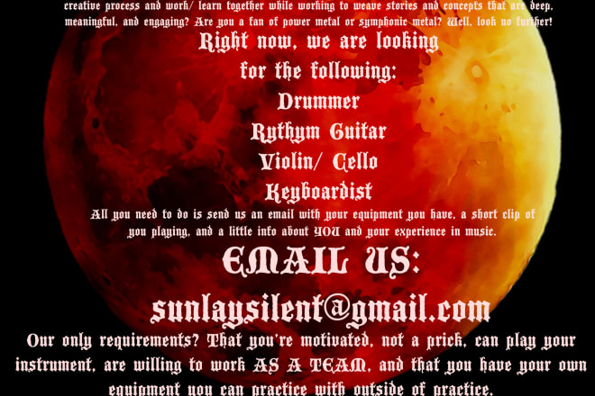 I will design flyers or posters for your band or business