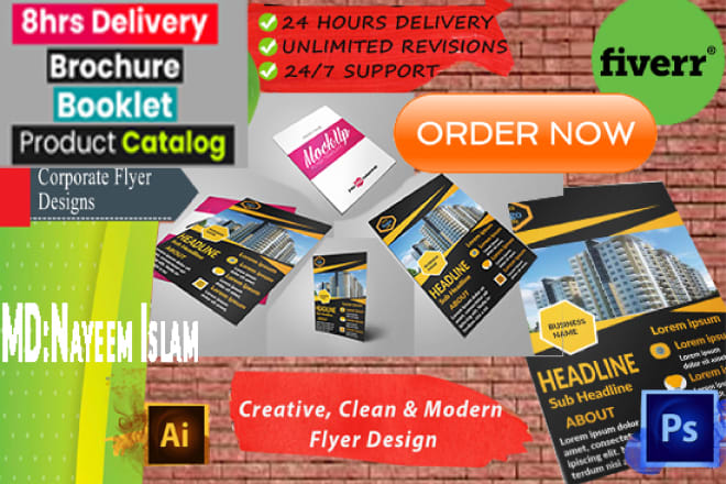 I will design flyers,brochure,catalog,booklet,leaflet or any graphic design