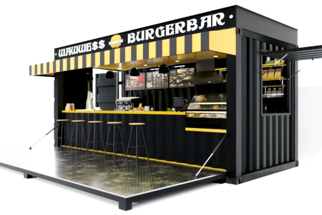 I will design food booth, kiosk, food truck