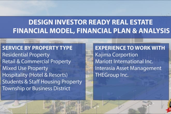 I will design investor ready real estate financial model, plan, analysis