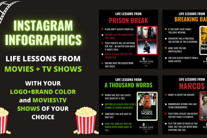 I will design lessons from movies infographics quotes for instagram
