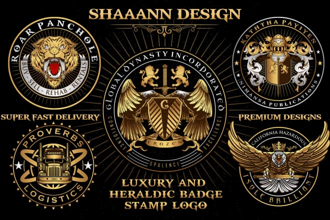 I will design luxury heraldic badge and stamp logo