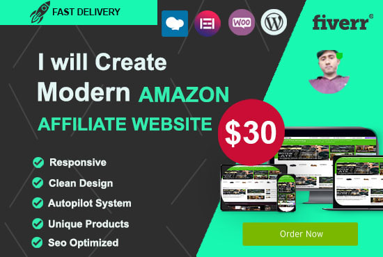 I will design modern autopilot amazon affiliate website, auto blog clickbank website