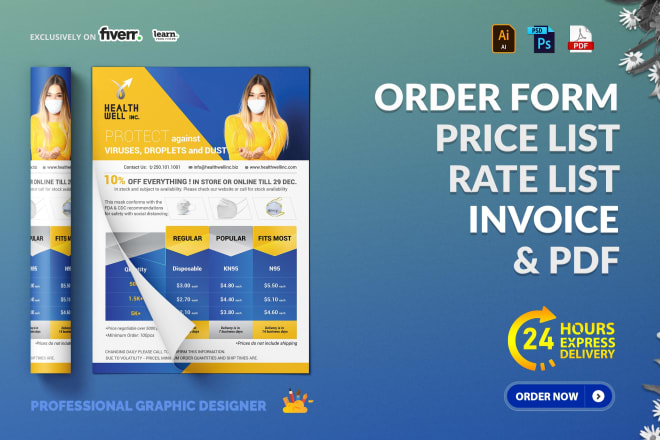 I will design order form, invoice, price list or rate list