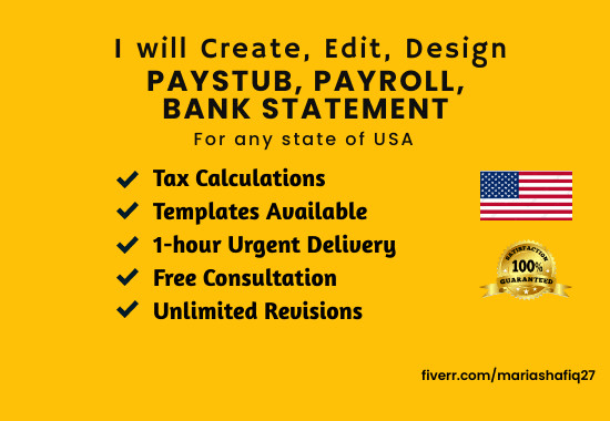 I will design pay stub check, payroll or any financial document