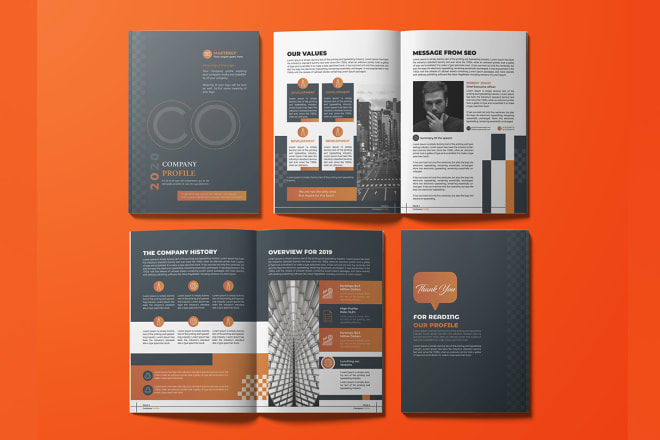 I will design professional brochure proposal annual report for you