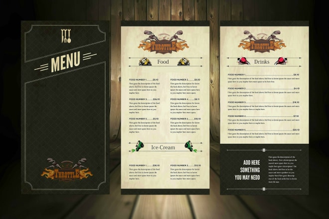 I will design professional menu card design