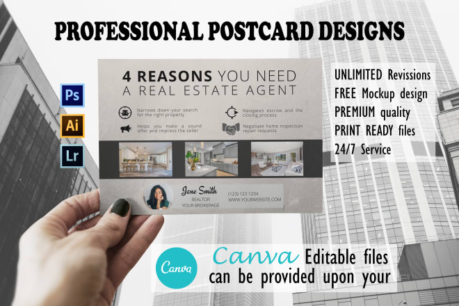 I will design promotional, real estate postcard, flyer or brochure