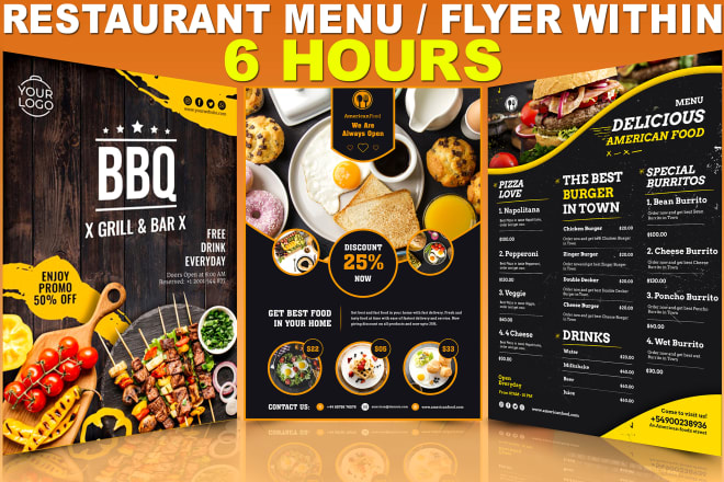 I will design restaurant food menu flyer or brochure