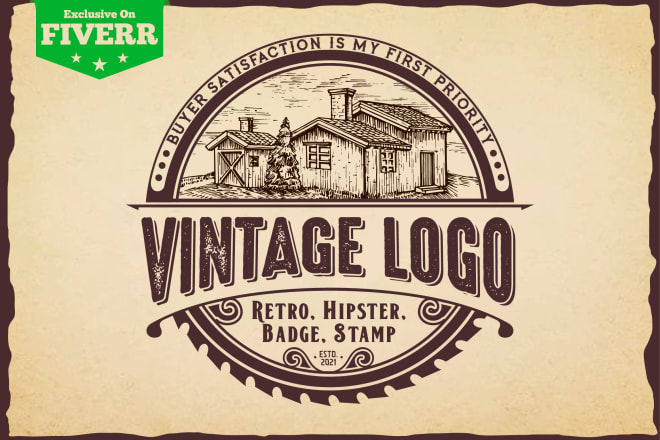 I will design retro vintage stamp badge hipster logo