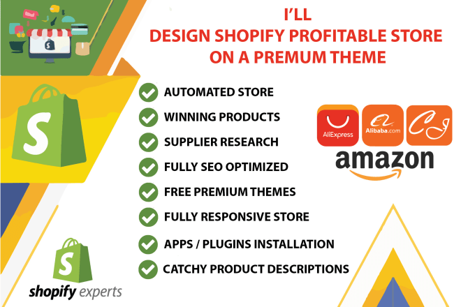 I will design shopify store, shopify website, or automated shopify dropshipping store