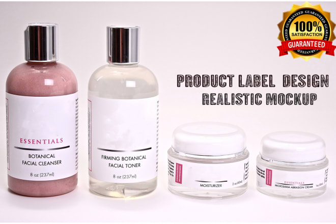 I will design skin care product label cosmetic packaging design box mockup