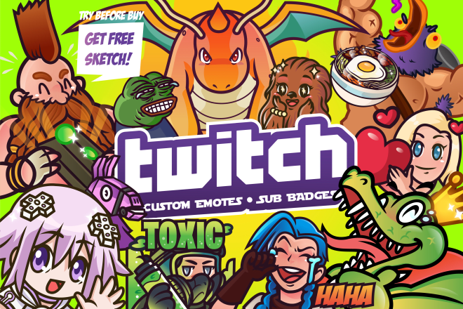 I will design super cool custom twitch emotes in 24 hours