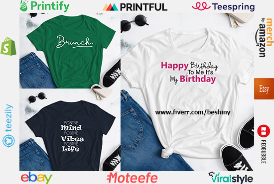 I will design text typography t shirt for online tee shirt shops
