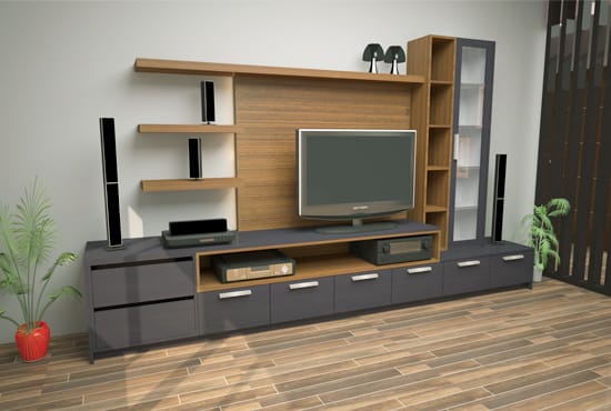 I will design TV rack, hanging cabinet, table and shelve