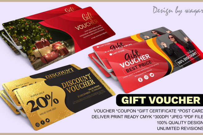 I will design voucher, gift certificate, postcard, flyer, coupon,elegant ticket or card