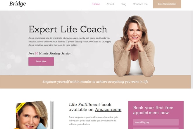 I will develop life coach trainer fitness gym author coaching consulting website