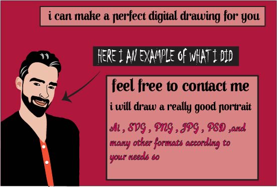 I will digitally draw your self portrait in a reasonable price