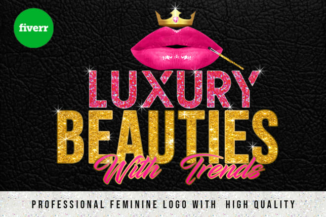 I will do 3 beautiful luxury feminine glitter signature logo