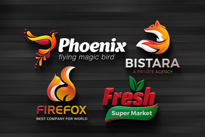 I will do 4 incredible 3d business logo design, free vector, unlimited revisions