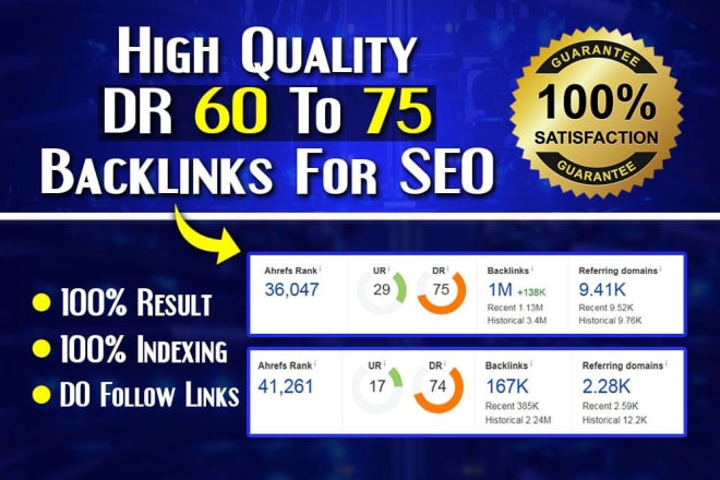 I will do 50 DR 60 to 80 dofollow backlinks for off page seo