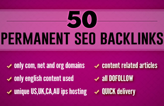 I will do 50 permanent dofollow SEO backlinks for google ranking