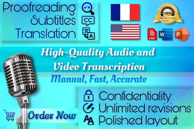 I will do a flawless french audio and video transcription in 24 hours