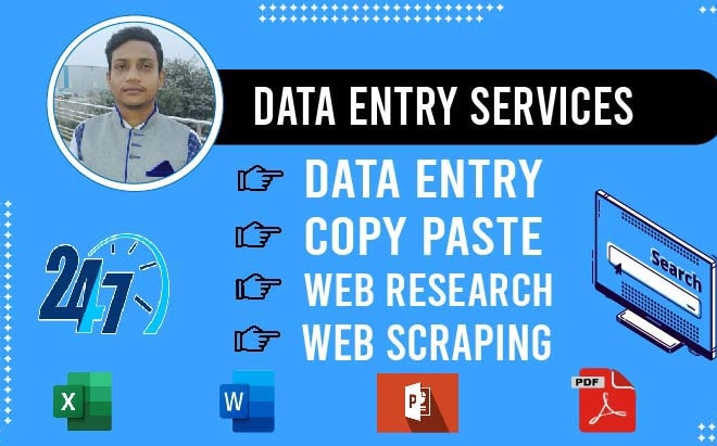 I will do accurate data entry, copy paste, web research, excel data entry