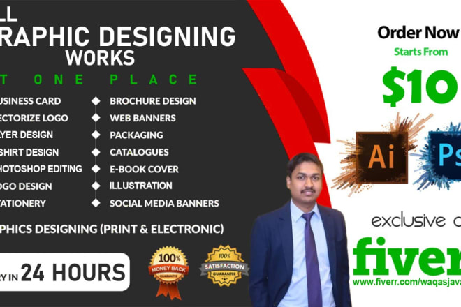 I will do all graphic designing work related to photoshop and illustrator for you